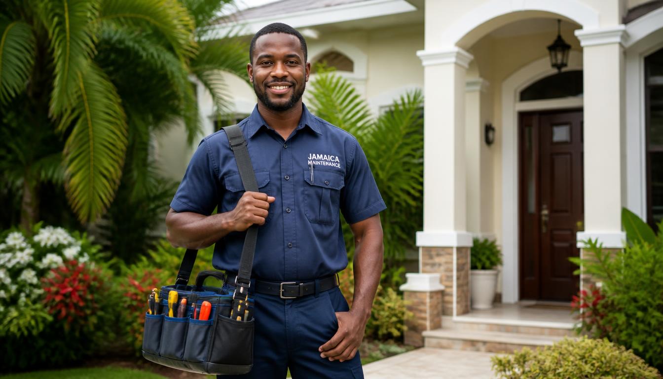 Cid's Premier maintenance professional standing in front of a well-maintained tropical home